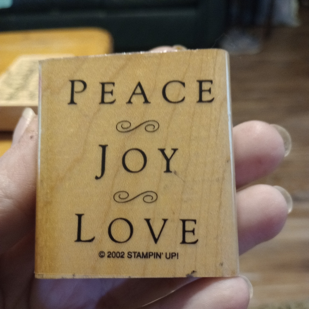 Peace Joy Love Rubber Stamp